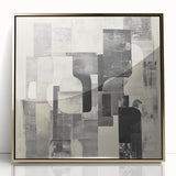 Abstract Art Prints – Black & White Textured Block Composition