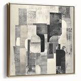 Abstract Art Prints – Black & White Textured Block Composition