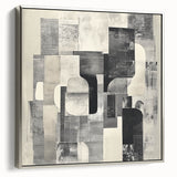 Abstract Art Prints – Black & White Textured Block Composition