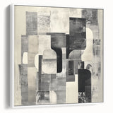 Abstract Art Prints – Black & White Textured Block Composition