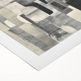 Abstract Art Prints – Black & White Textured Block Composition