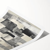 Abstract Art Prints – Black & White Textured Block Composition