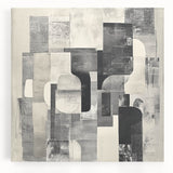 Abstract Art Prints – Black & White Textured Block Composition