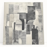 Abstract Art Prints – Black & White Textured Block Composition