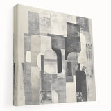 Abstract Art Prints – Black & White Textured Block Composition