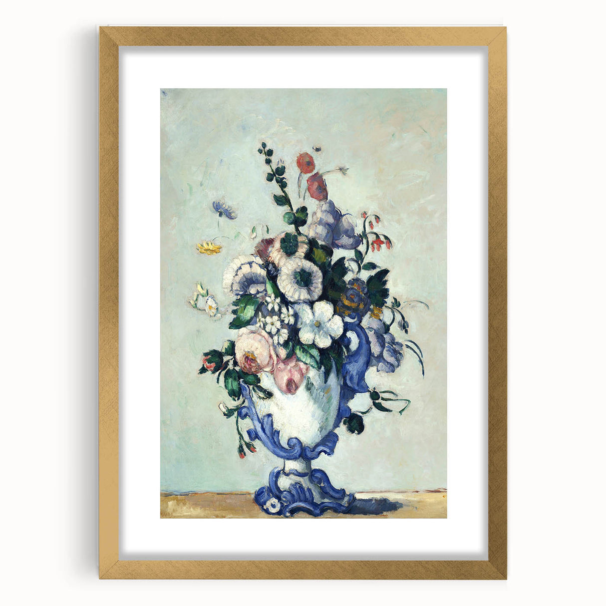 Impressionism Wall Art: Rococo Vase with Flowers by Paul Cézanne Prints