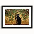 Elegant Black Cat Wall Art – Gold & Green Modern Canvas Print