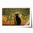 Elegant Black Cat Wall Art – Gold & Green Modern Canvas Print