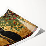 Elegant Black Cat Wall Art – Gold & Green Modern Canvas Print