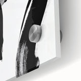 Modern Abstract Wall Art – Bold Black Brushstroke on White Canvas
