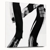 Modern Abstract Wall Art – Bold Black Brushstroke on White Canvas