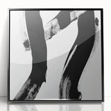 Modern Abstract Wall Art – Bold Black Brushstroke on White Canvas