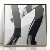 Modern Abstract Wall Art – Bold Black Brushstroke on White Canvas