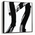 Modern Abstract Wall Art – Bold Black Brushstroke on White Canvas