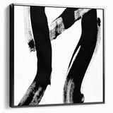 Modern Abstract Wall Art – Bold Black Brushstroke on White Canvas