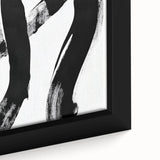 Modern Abstract Wall Art – Bold Black Brushstroke on White Canvas
