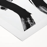 Modern Abstract Wall Art – Bold Black Brushstroke on White Canvas