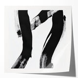 Modern Abstract Wall Art – Bold Black Brushstroke on White Canvas