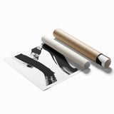 Modern Abstract Wall Art – Bold Black Brushstroke on White Canvas