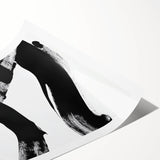 Modern Abstract Wall Art – Bold Black Brushstroke on White Canvas