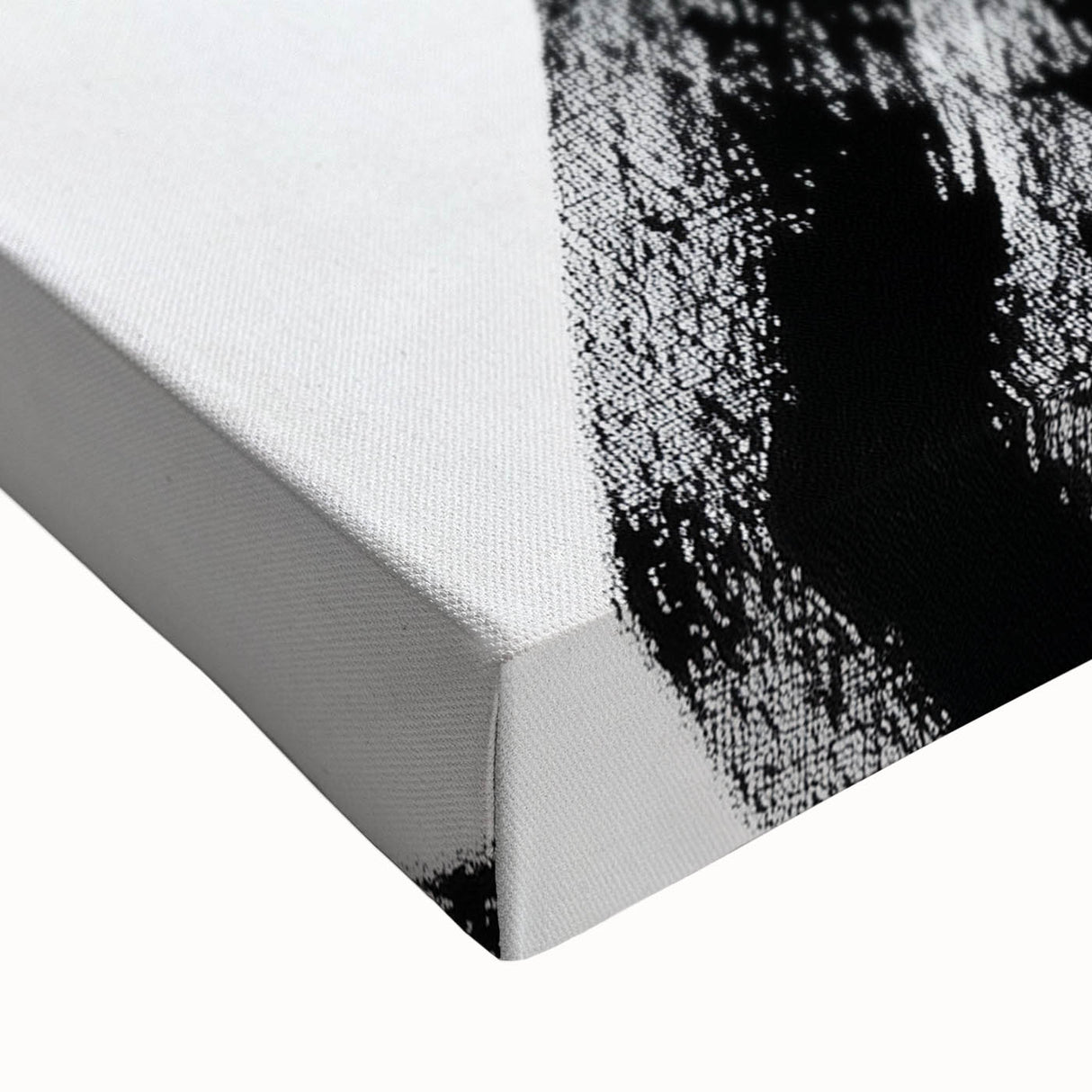 Modern Abstract Wall Art – Bold Black Brushstroke on White Canvas