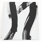 Modern Abstract Wall Art – Bold Black Brushstroke on White Canvas