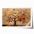 Golden Tree of Life Wall Art – Abstract Floral Canvas for Living Room