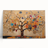 Golden Tree of Life Wall Art – Abstract Floral Canvas for Living Room