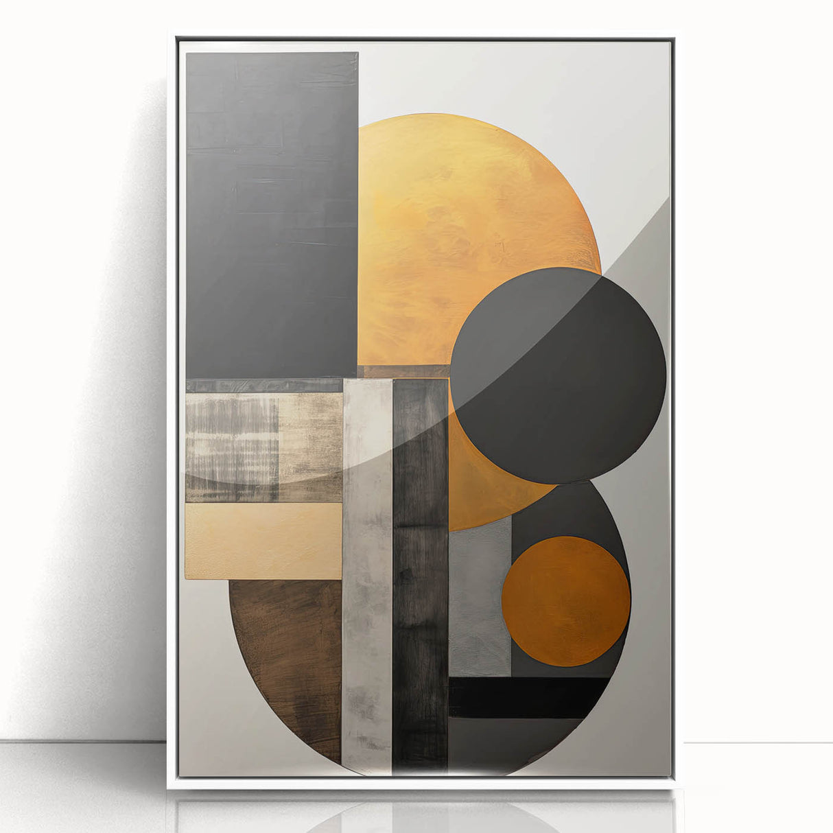 Framed abstract minimalist wall art showcasing a sleek white design, perfect for modern decor, displayed from the front to highlight its elegant simplicity.