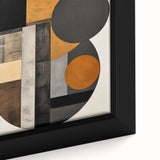 Close-up of a framed canvas featuring abstract minimalist wall art, showcasing soft neutral tones and geometric shapes, perfect for modern home decor.