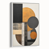 Abstract minimalist wall art in a white frame, showcasing soft geometric shapes in muted tones, ideal for modern decor. Perfect for enhancing contemporary interiors.