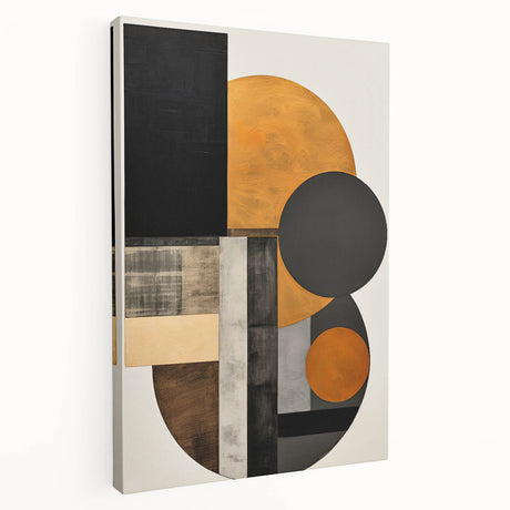 Abstract minimalist wall art on stretched canvas, showcasing soft pastel colors and geometric patterns, designed to enhance modern home decor aesthetics.