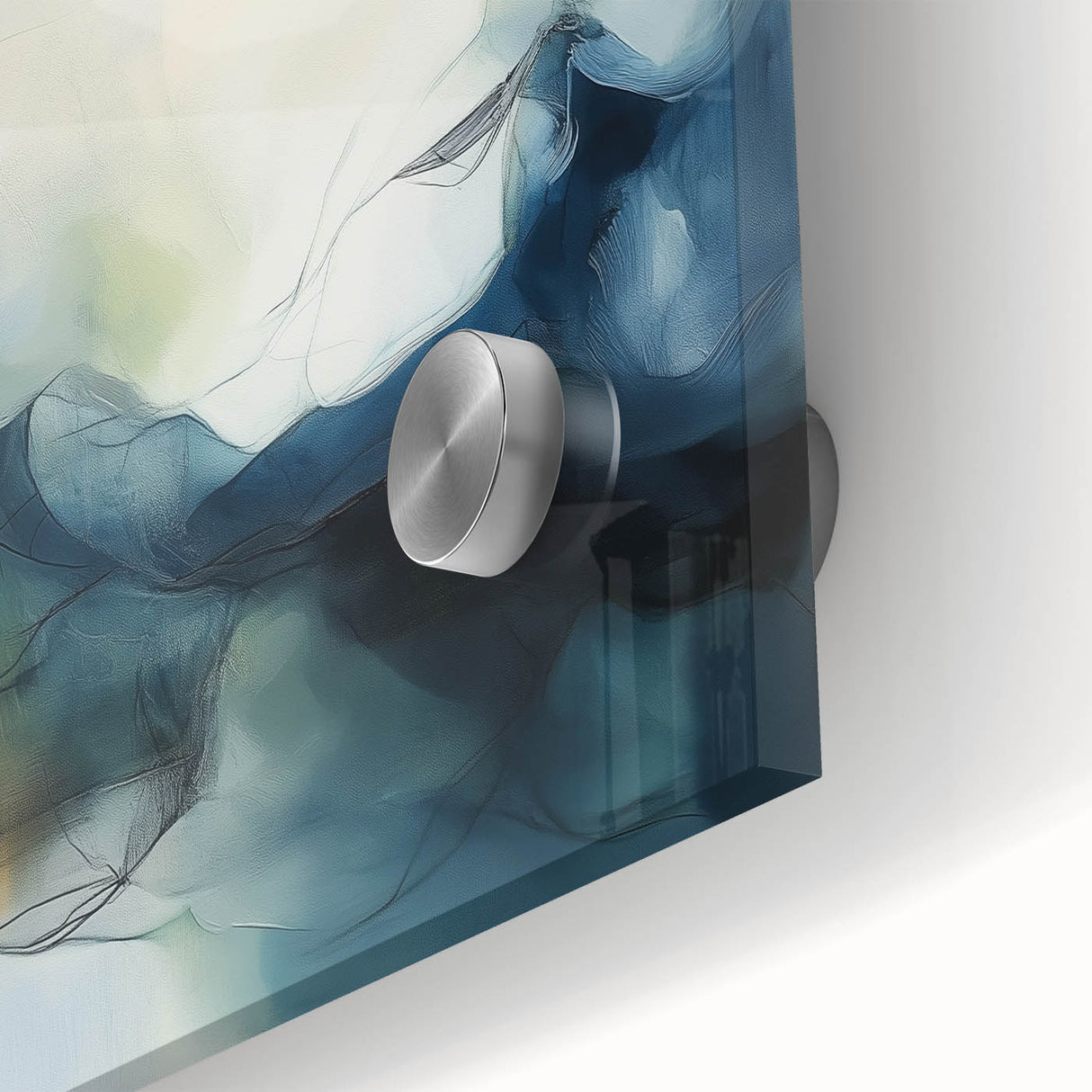 Contemporary Abstract Canvas – Fluid Blue, Orange & White Motion