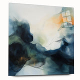 Contemporary Abstract Canvas – Fluid Blue, Orange & White Motion