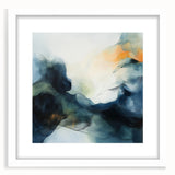 Contemporary Abstract Canvas – Fluid Blue, Orange & White Motion
