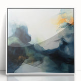 Contemporary Abstract Canvas – Fluid Blue, Orange & White Motion