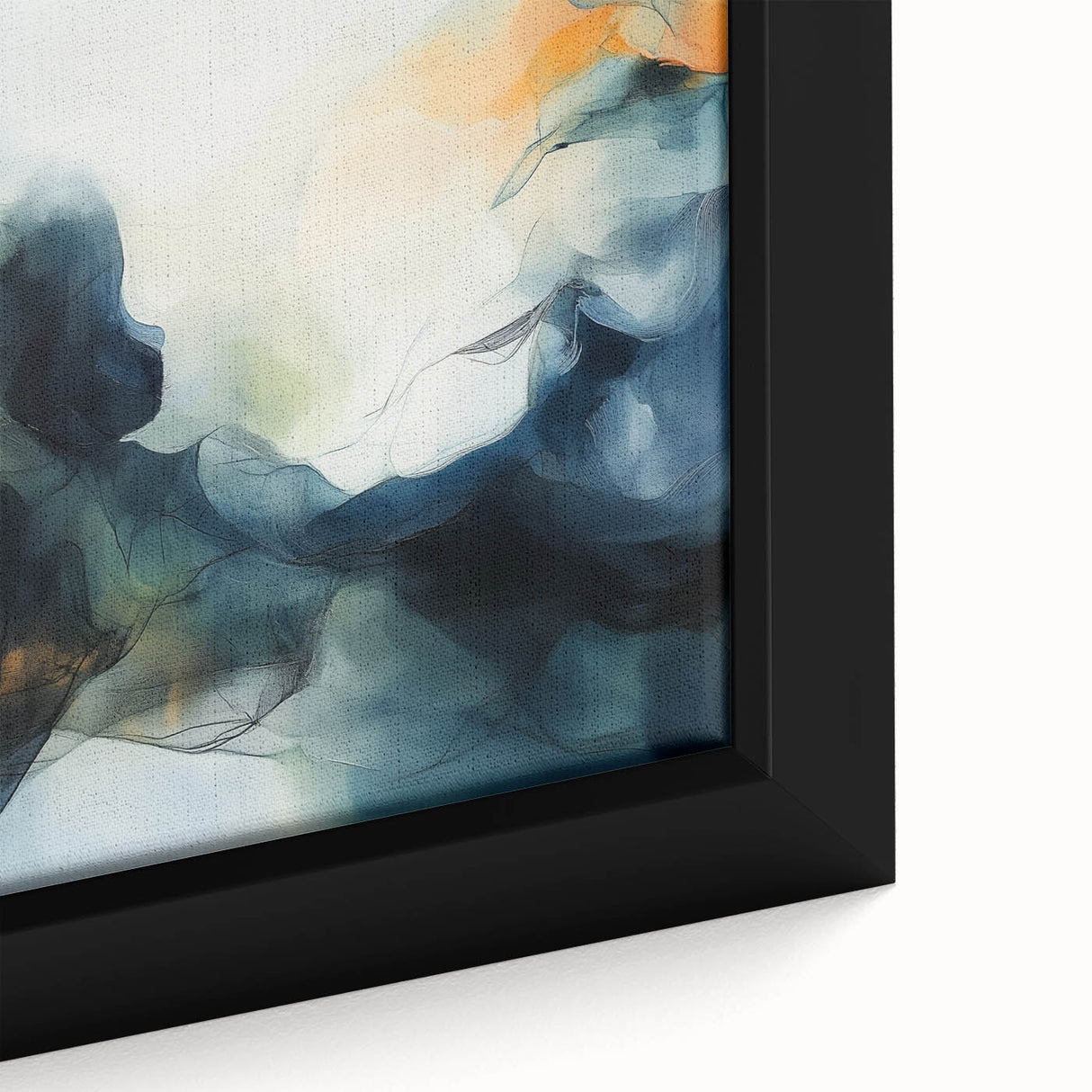 Contemporary Abstract Canvas – Fluid Blue, Orange & White Motion