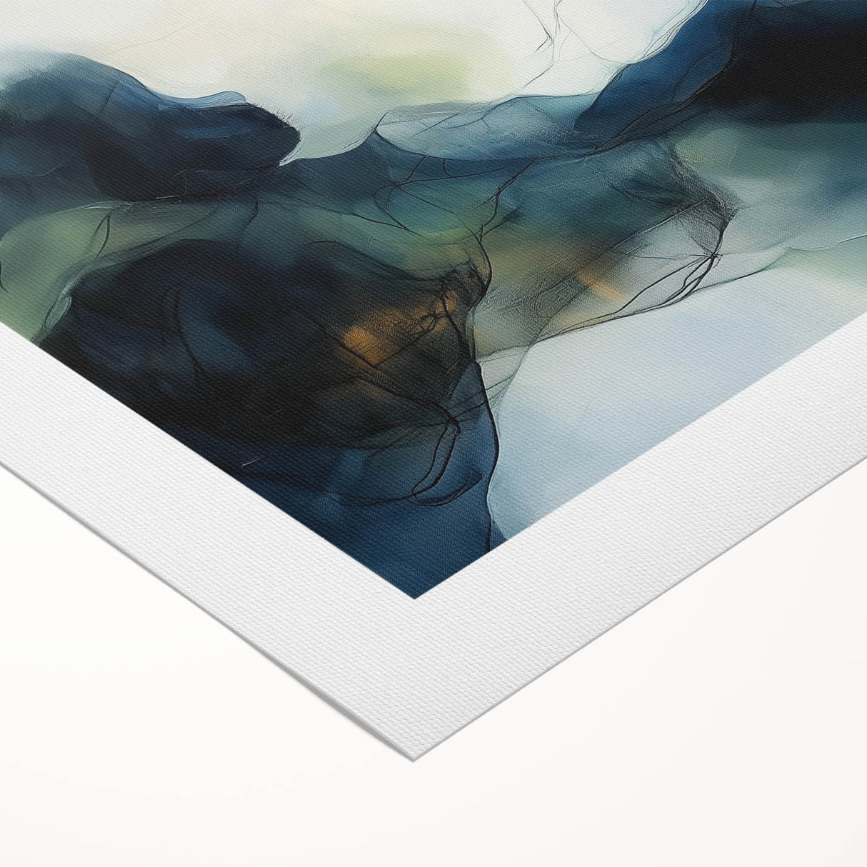 Contemporary Abstract Canvas – Fluid Blue, Orange & White Motion
