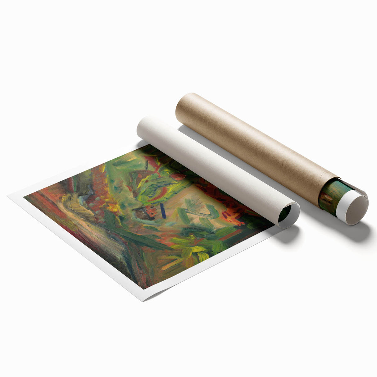 Expressionist Hunter Scene – Vibrant Abstract Wall Art