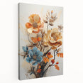 Elegant Floral Wall Art – Blue and Orange Modern Canvas Print