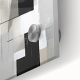 Abstract minimalist wall art design featuring soft pastel colors and geometric shapes on acrylic glass, ideal for modern home decor. Close-up view highlighting texture and vibrant hues.