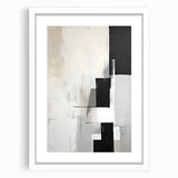 Abstract minimalist wall art framed with a white mat, showcasing geometric shapes and soft color palette, perfect for modern home decor. Ideal for enhancing interior aesthetics.
