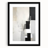 Abstract minimalist wall art featuring soft pastel colors in a sleek black frame with a white mat, perfect for modern home decor and stylish interiors.