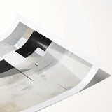 Abstract minimalist wall art print featuring soft pastel colors and geometric shapes, rolled and packaged in a protective cardboard tube for easy display.