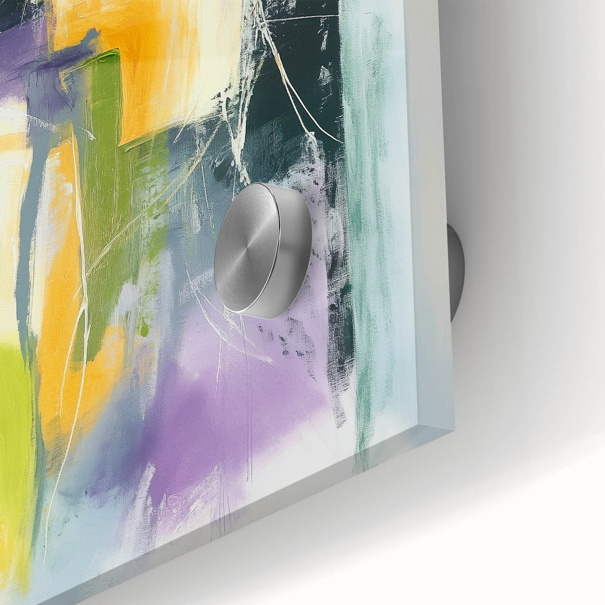 Geometric Abstract Wall Decor – Green, Purple & Yellow Expression
