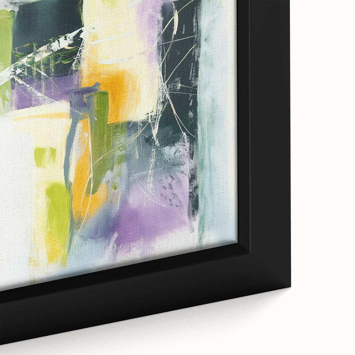 Geometric Abstract Wall Decor – Green, Purple & Yellow Expression