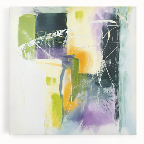 Geometric Abstract Wall Decor – Green, Purple & Yellow Expression