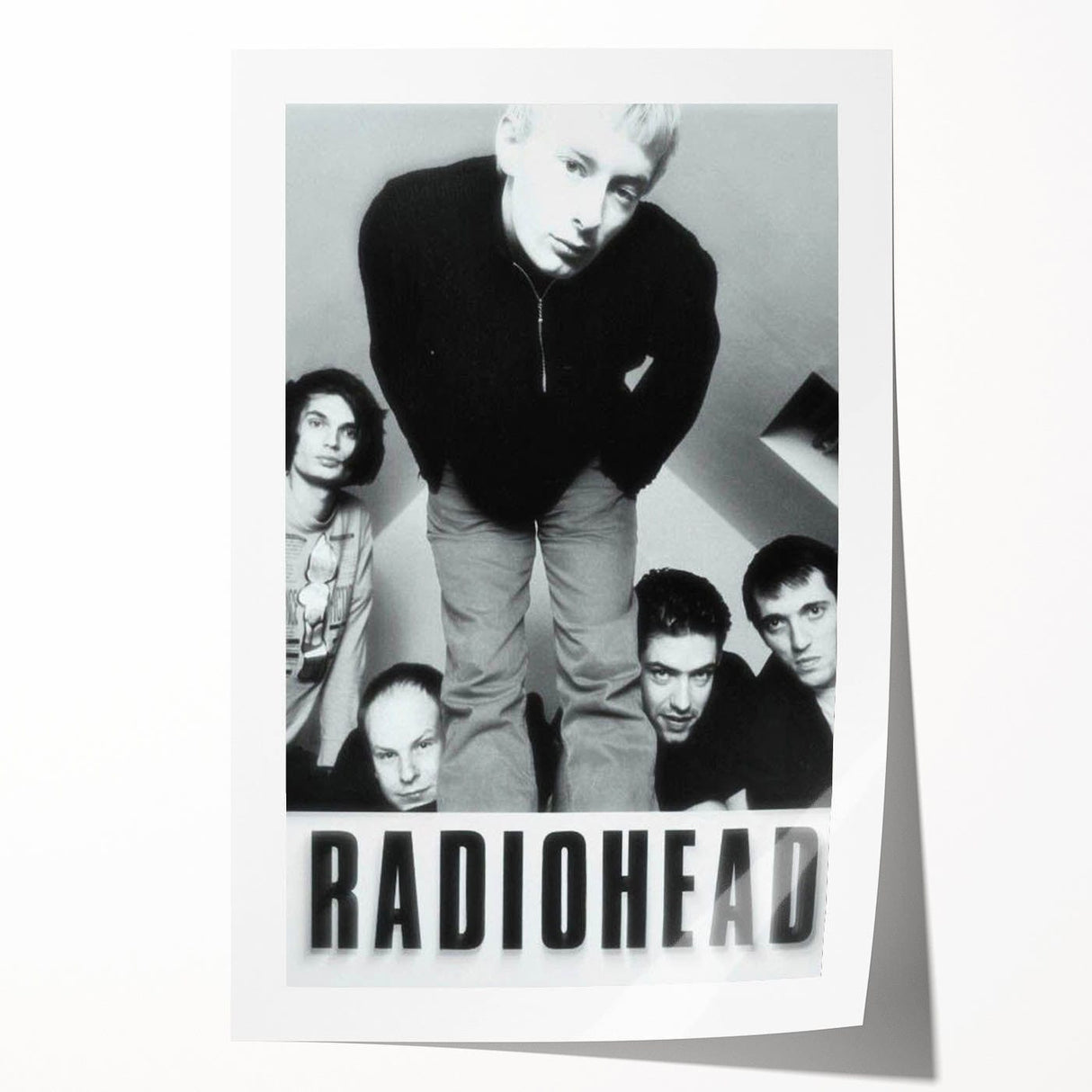 Radiohead Retro Poster - Black and White Band Photo - Vintage Music Art