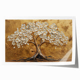 Golden Tree of Life Wall Art – Elegant Floral Canvas for Living Room
