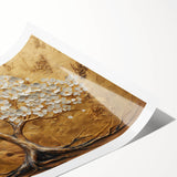 Golden Tree of Life Wall Art – Elegant Floral Canvas for Living Room